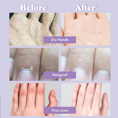 TOI:L hand mask application on hands emphasizes easy 20-minute ritual for lasting moisture.