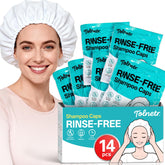 Tolnetr 14pcs shampoo caps pack close-up showing no-rinse convenience for bedridden or elderly use.