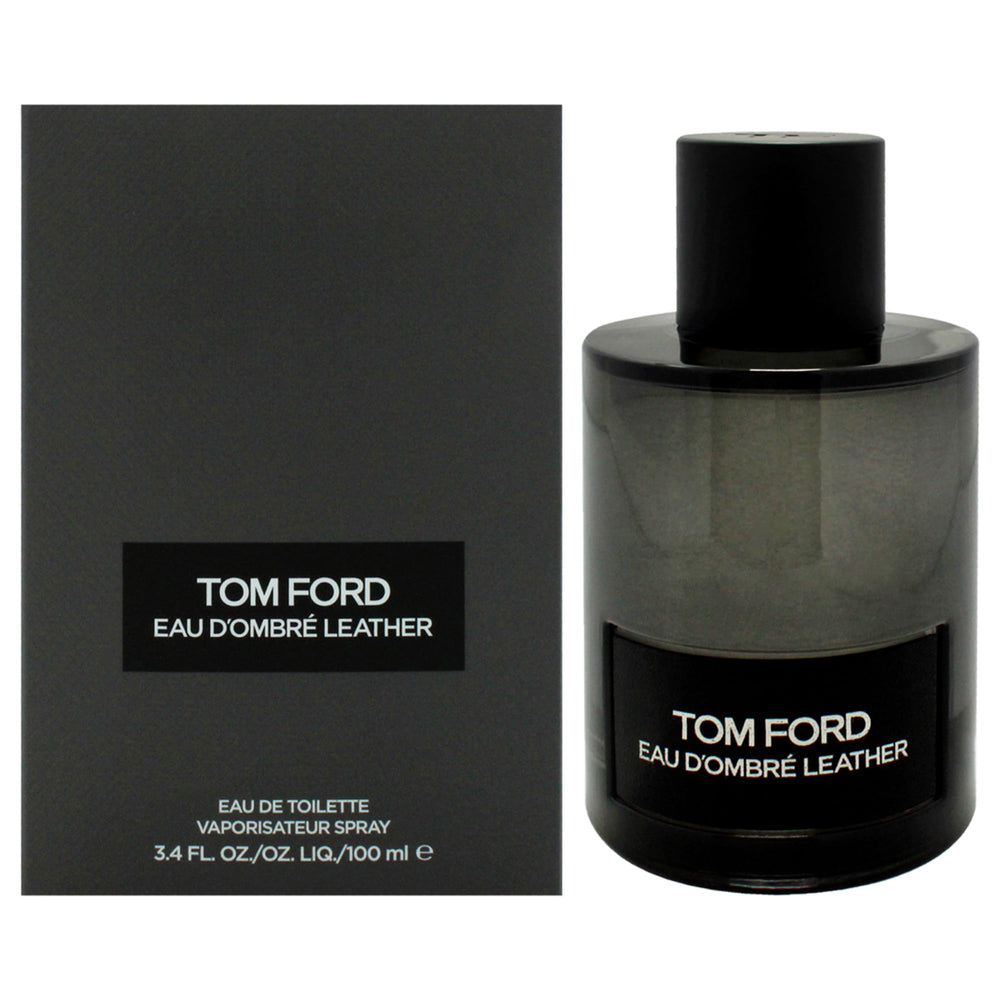 Tom Ford Eau Dombre Leather bottle shown for a bold, lasting evening fragrance.