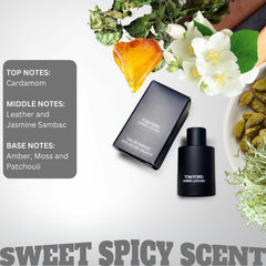 Tom Ford Ombre Leather mini splash bottle on surface, compact travel companion.