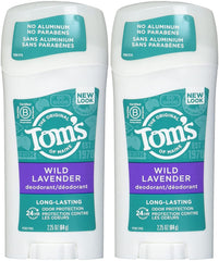 Tom's of Maine Lavender deodorant stick pack 2 front view for lasting freshness