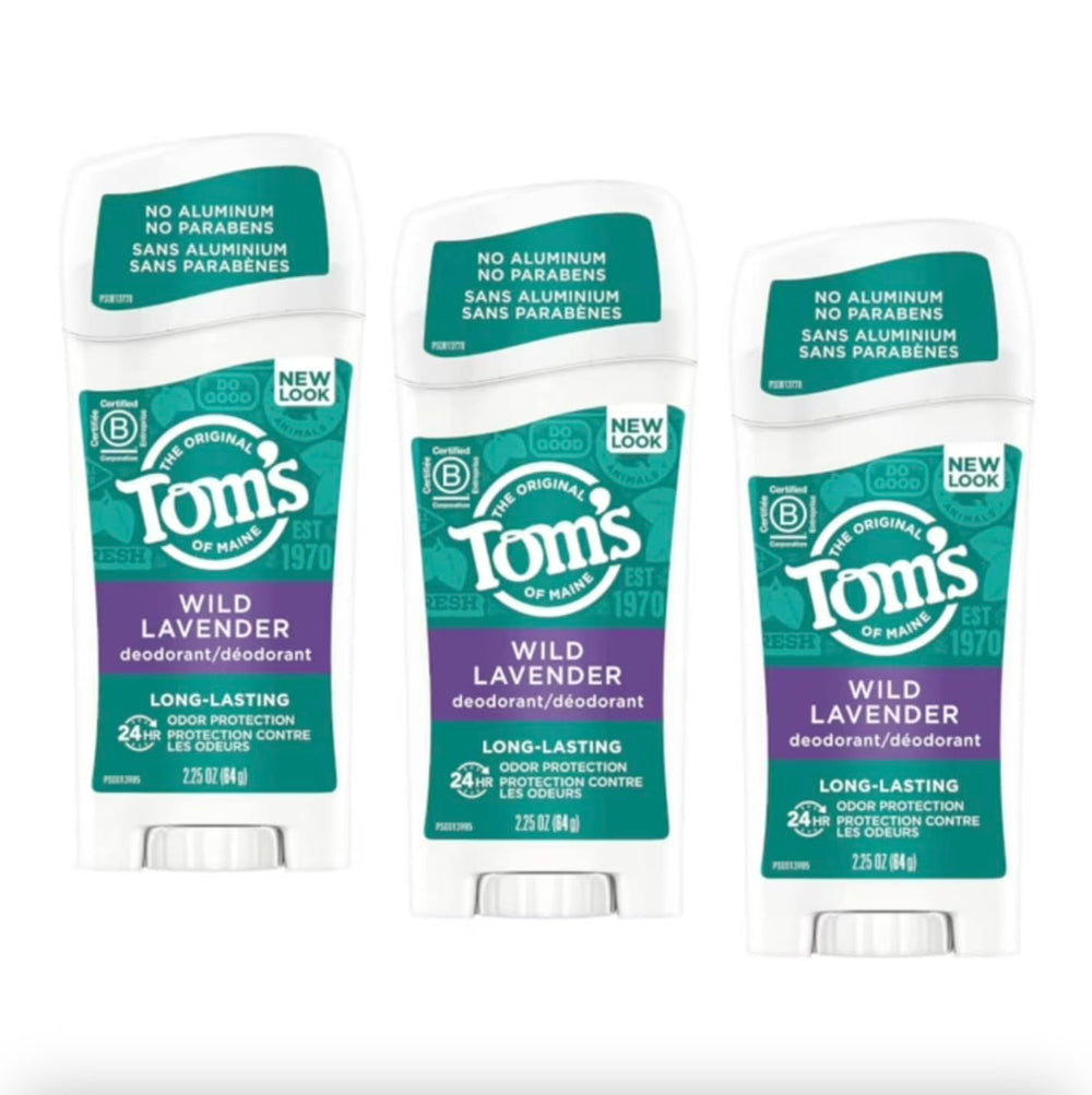Tom's of Maine Wild Lavender deodorant stick front view for all-day freshness
