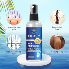 Tomum Minoxidil spray nozzle closeup for direct scalp contact.