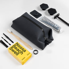 TOOLETRIES Koby Lite Dopp Kit open inside view shows roomy organization.