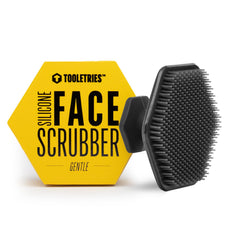 TOOLETRIES men's face scrubber close-up with durable silicone bristles for exfoliation