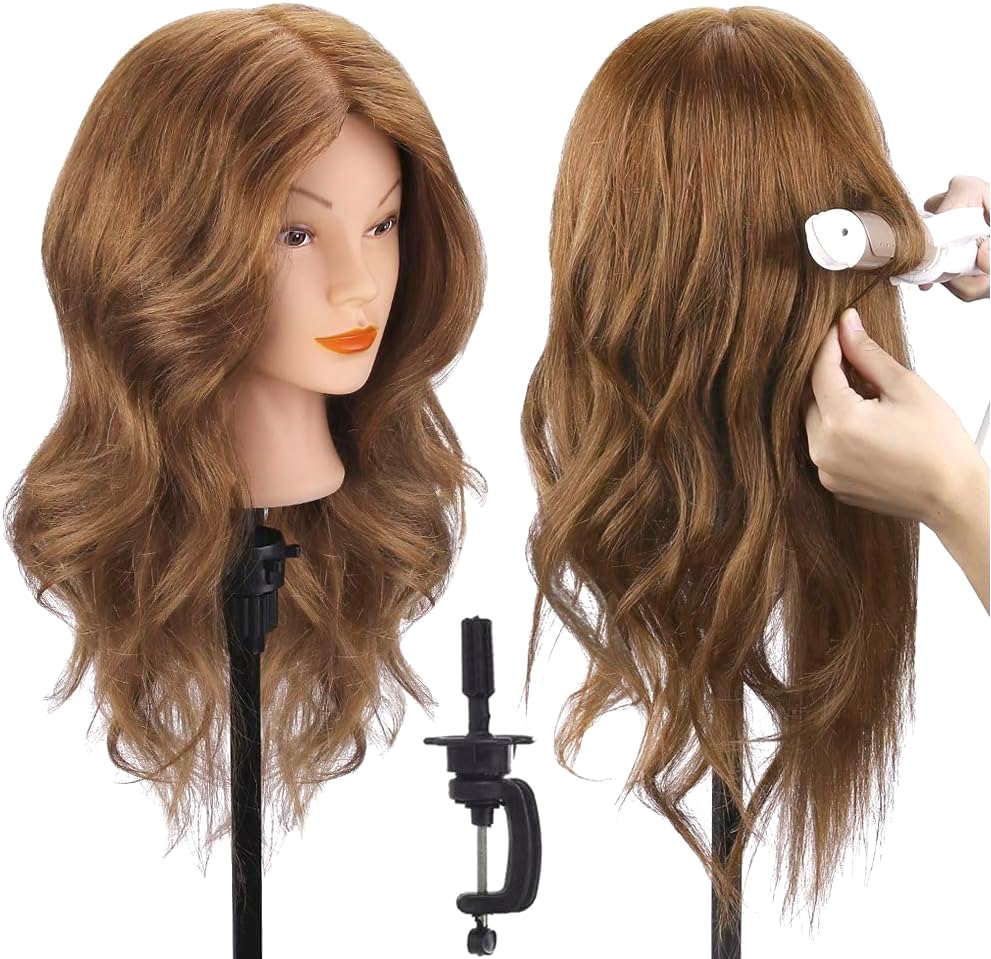 TopDirect 18in real hair mannequin head front view for authentic styling practice