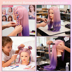 TopDirect pink purple doll head showing vibrant styling practice design.
