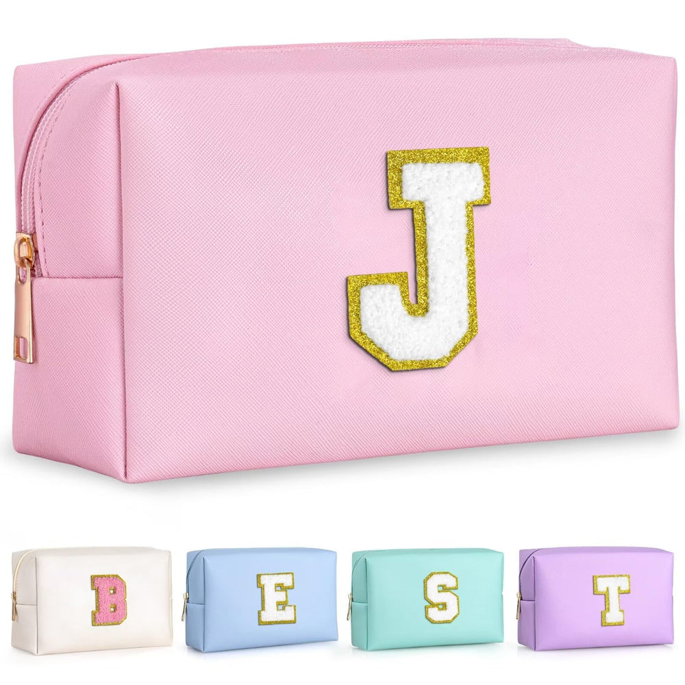 TOPEAST Pink J bag front view shows personalized monogram patch for gifting