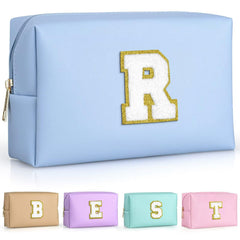 TOPEAST cosmetic travel bag sky blue patch for personalized gifting and easy identification.