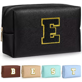 TOPEAST monogrammed makeup bag with initial patch for personalized style on the go