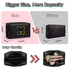 TOPEAST PU leather waterproof makeup bag with smooth zipper keeps cosmetics protected