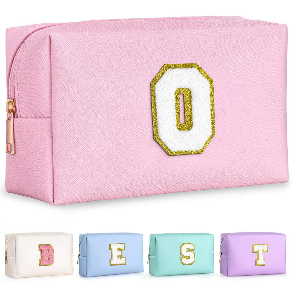 TOPEAST small makeup bag front view with initial patch for personalized cosmetics