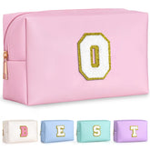 TOPEAST small makeup bag front view with initial patch for personalized cosmetics