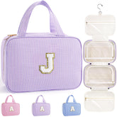 TOPEAST travel toiletry bag purple front view highlights organized essentials for quick packing