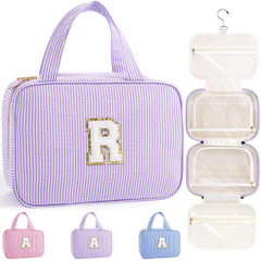 TOPEAST travel toiletry bag purple—open view reveals organized compartments for easy packing.