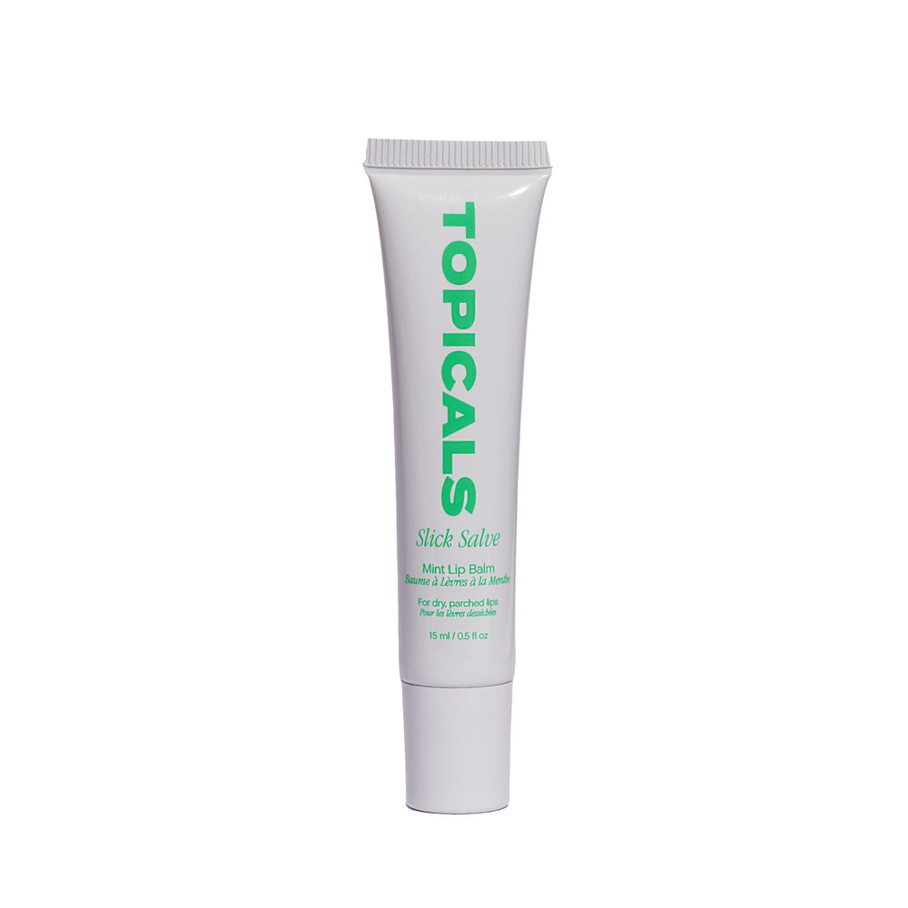 Topicals Slick Salve Mint Glossy Lip Balm compact for quick hydration and subtle shine.