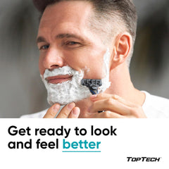 Toptech Razor 3 3-blade technology highlights efficient cutting.