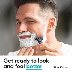 Toptech Razor 3 for Men blade close-up highlights ultra-sharp blades for close, comfortable shaving
