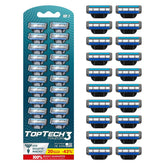 Toptech Razor 3 for Men packaging displaying a 20-refill pack for a smooth daily shave