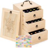 TORIBIO Essential Oils Box front angle shows elegant wood finish for organized aromatherapy storage.