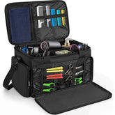 TORIBIO large capacity bag open with roomy compartments for clippers, scissors, and brushes