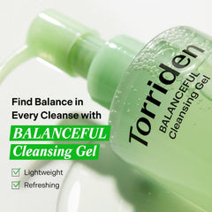 Torriden BALANCEFUL Cleansing Gel lather closeup shows creamy foam for gentle cleansing.
