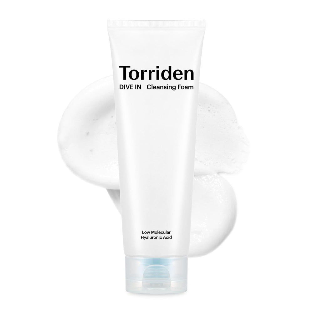Torriden Dive In cleansing foam bottle close-up showcases everyday gentle cleansing.