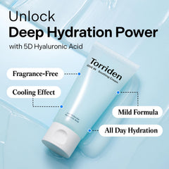 Torriden DIVE IN texture application demonstrates fast-absorb gel-type cream.