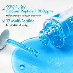 Texture close-up of TOSOWOONG Copper Peptide Serum shows silky hydration.