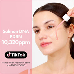 TOSOWOONG Pink Peptide 12 serum on hand demonstrates quick absorption and dewy finish.