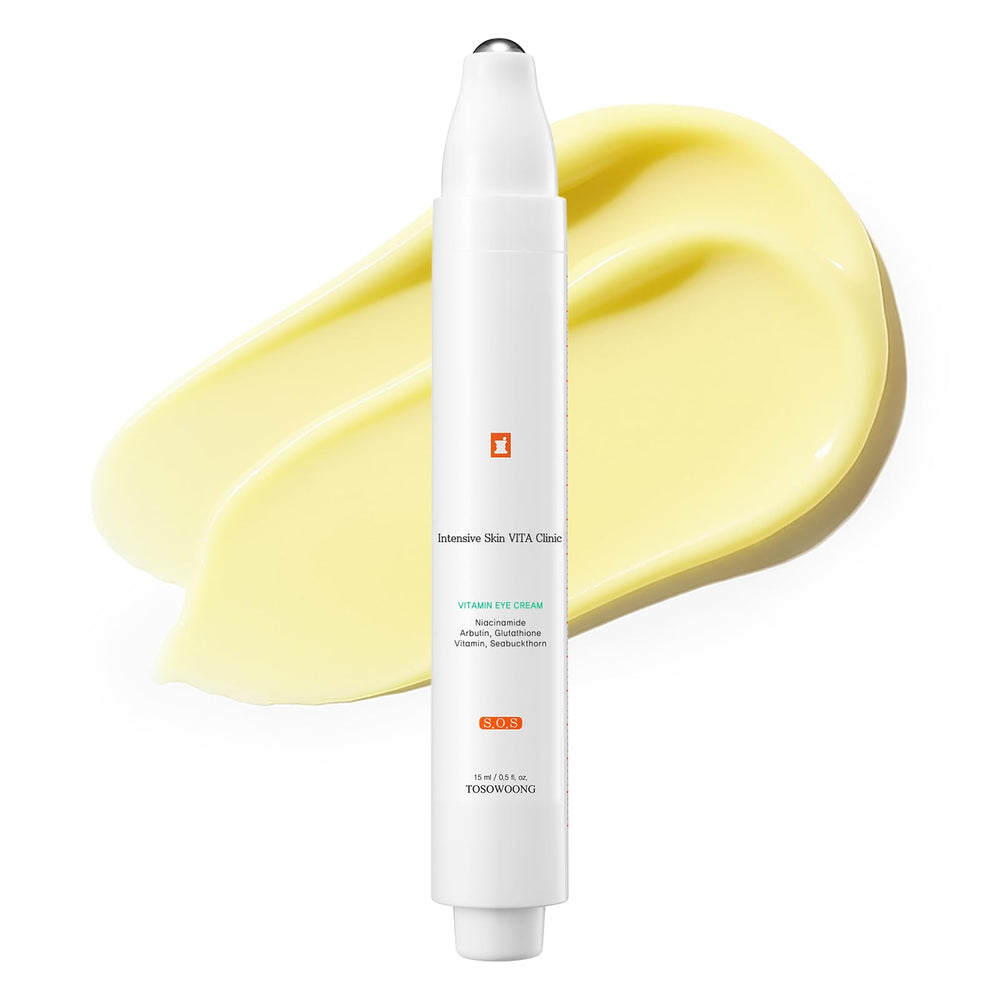 TOSOWOONG VITA Clinic vitamin eye-cream-rollerball application for targeted under-eye smoothing.
