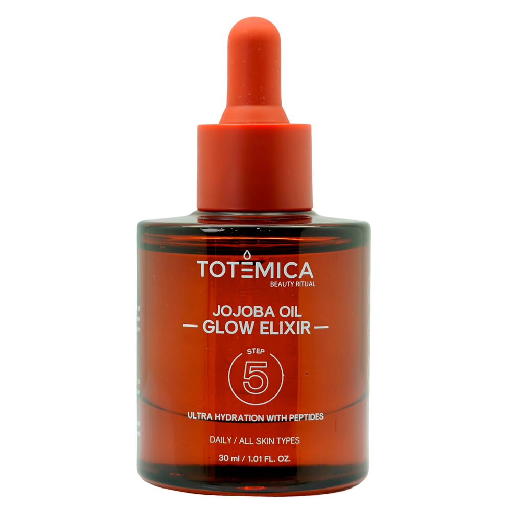 Totemica Organic Jojoba Oil Glow Elixir bottle offering quick hydration for radiant skin