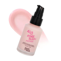 Touch in Sol No Poreblem Primer bottle demonstrates a pore-minimizing base for smoother skin.