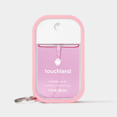 Touchland Hand Mist Case Trio Black, keyring attachment showcases convenient on-the-go access.
