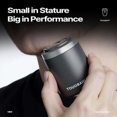 Touobaiili electric foil shaver 360 head demonstrates contour-following closeness for jawline and neck.