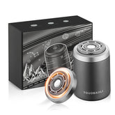 Touobaiili electric foil shaver face close-up showing skin-friendly precision blades for sensitive skin.