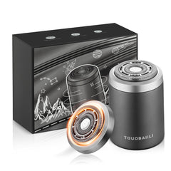 Touobaiili electric foil shaver face close-up showing skin-friendly precision blades for sensitive skin.