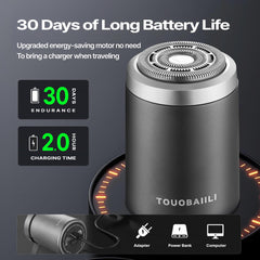 Touobaiili electric foil shaver IPX7 waterproof highlights wet-dry versatility for shower use.