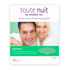 Toute Nuit groove-shaped patches provide targeted wrinkle smoothing during sleep.