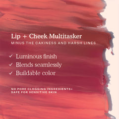 Tower 28 BeachPlease Cream Blush cheek blend demonstrates seamless color and second-skin finish.