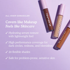 Tower 28 Beauty Swipe Serum Concealer texture close-up showing creamy, cakeless blend.