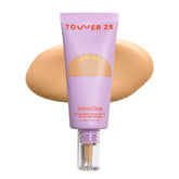 Tower 28 SunnyDays SPF 30 tinted sunscreen bottle provides non-greasy protection for sensitive skin.