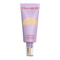 Tower 28 SunnyDays SPF 30 tinted sunscreen bottle for everyday wear and buildable coverage.