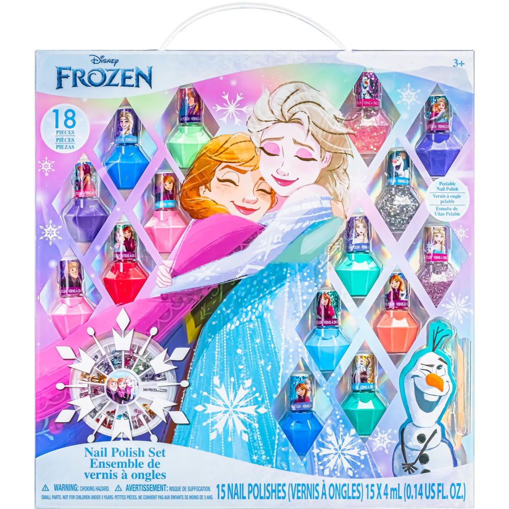 Townley Girl Disney Frozen polish bottles in diamond shapes for easy, playful nail art.