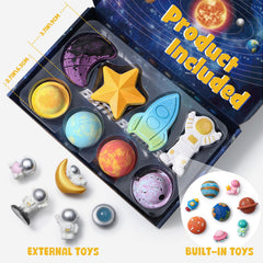 Toylink astronaut toys appear outside the bombs for extra pretend play.