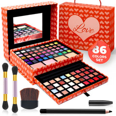 Toysical teens makeup two tier case with ribbon handle for portable on the go glam