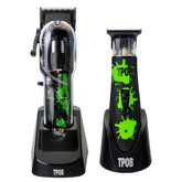 TPOB clipper-trimmer box black front view showing sleek ergonomic grip for precise fades.