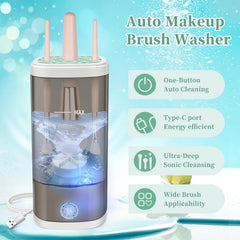 Tpsofy in-use electric makeup-brush cleaner demonstrates effortless one-button operation.