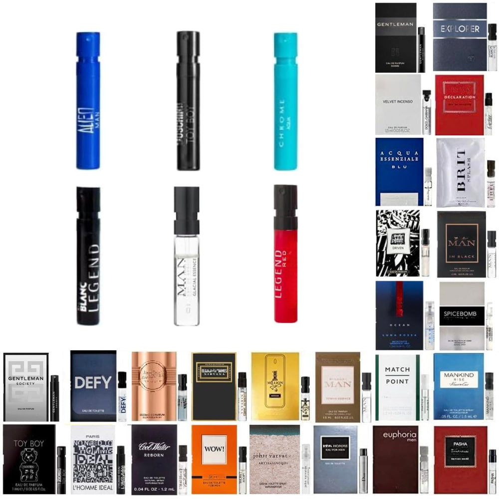 Tradeberry 6-piece mens cologne sampler set with travel vials for discovery