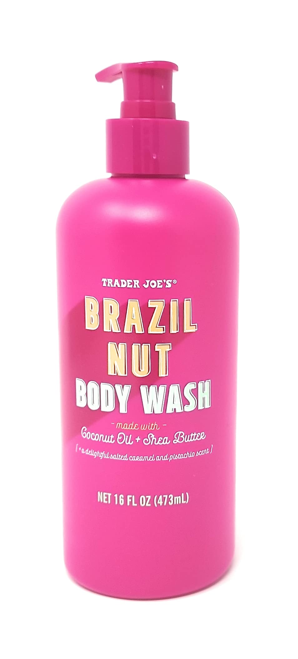 Trader Joe's Brazil Nut Body Wash bottle front showcases nourishing oils for daily cleanse.